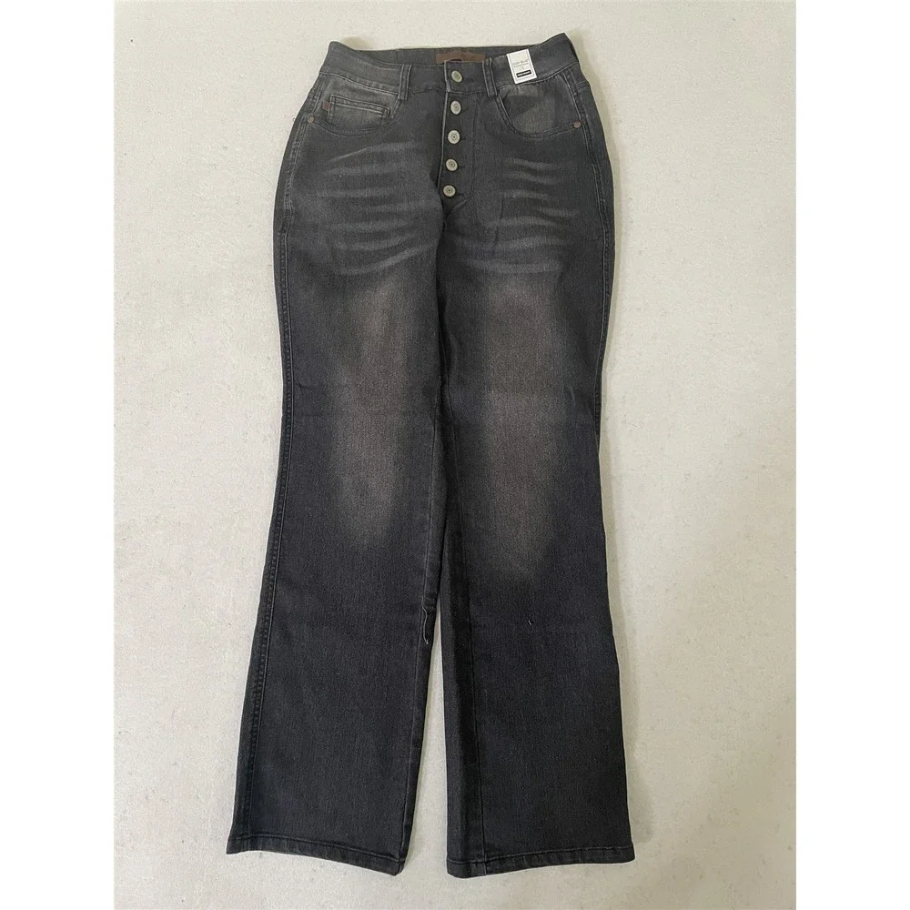 NEW Judy Blue Small‎ High Waist Straight Exposed Button Fly Womens Jeans